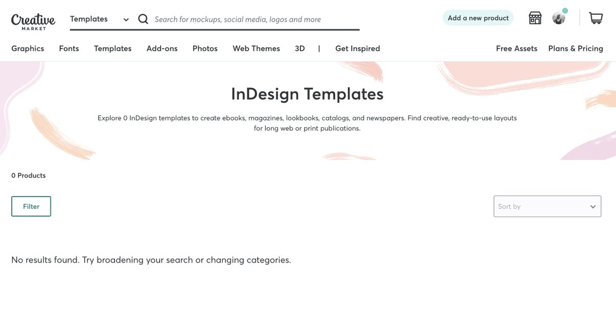 There seem to be 0 products available on <a href="/CreativeMarket/">Creative Market</a> today. 🤔