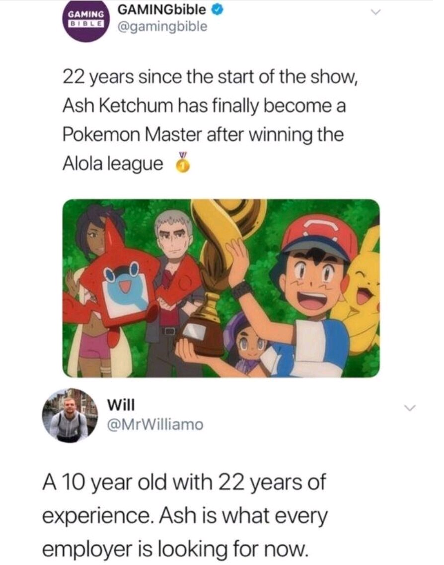 verbality's tweet image. He's a real catch for employers.
#pokemon #Recruiting #GreatResignation #Employment