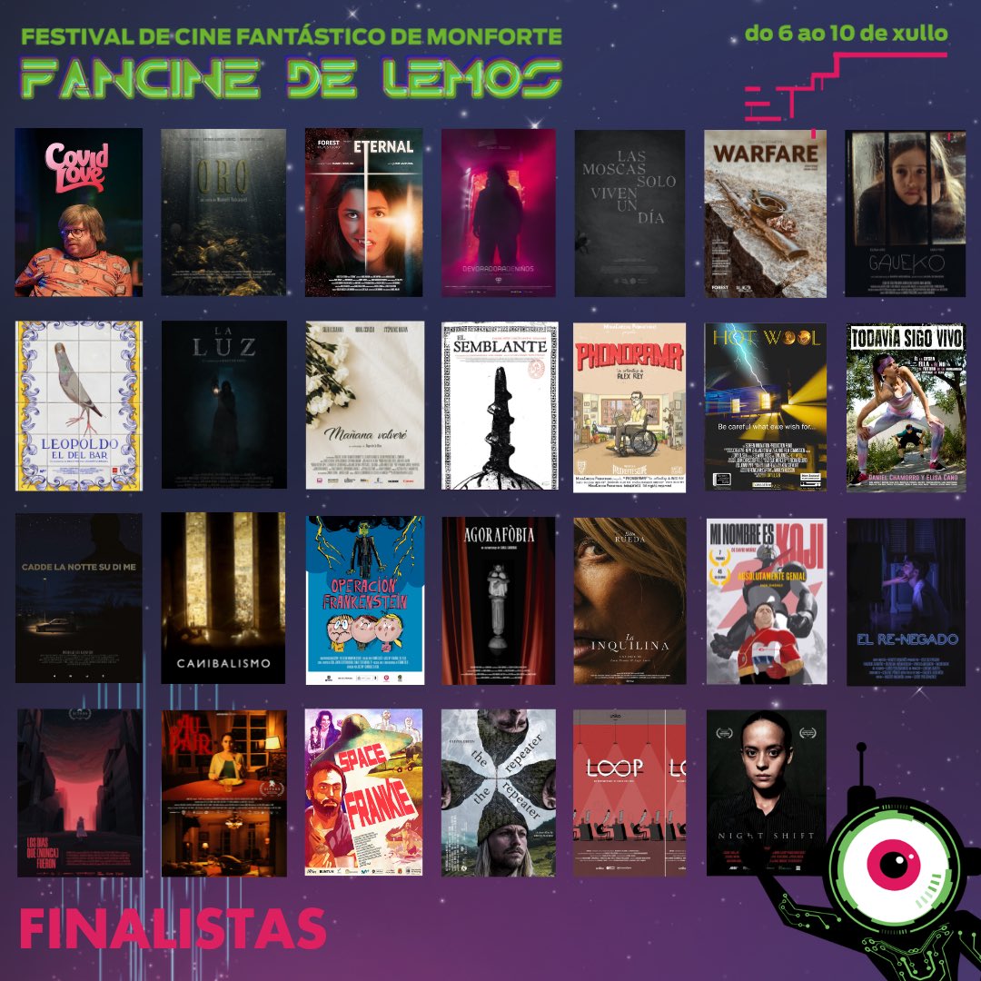 Velaquí as curtametraxes finalistas!! 💥💥Unha selección de 27 curtas de cine fantástico galego, estatal e internacional que poderemos gozar en menos de nada no #FanCinedeLemos2022!
Parabéns ás seleccionadas, e grazas a tod@s os e as cineastas que participaron cos seus traballos.