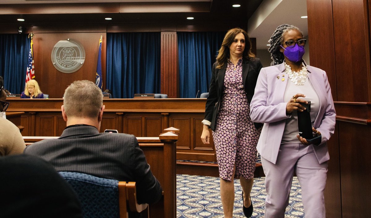 SenPolehanki's tweet photo. The Senator from the 6th district @SenErikaGeiss and I walking out of a “happy history” hearing. We had enough. https://t.co/bzJ6F4sKD6
