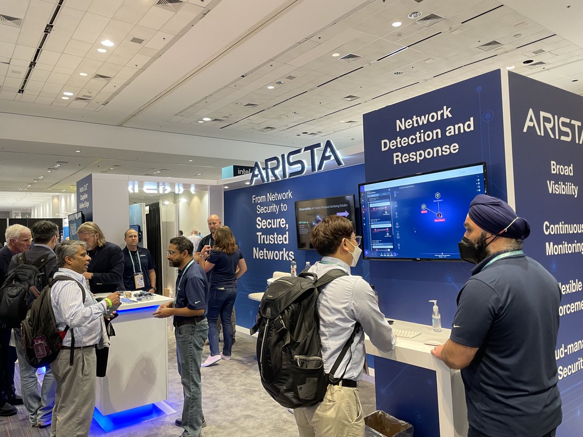 AristaNetworks's tweet photo. Don't miss seeing demos of #AristaNDR and Arista CUE security solutions in Booth #4308 today at #RSAC! #networksecurity to #securednetwork https://t.co/N4ah4gs9Hs