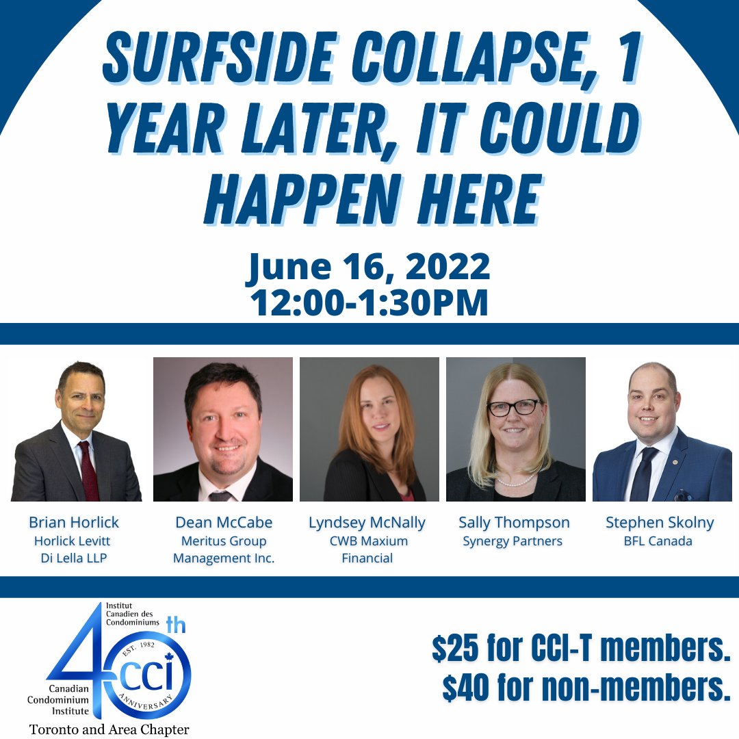 A year after the tragic collapse in Surfside, learn from our panel of experts about how it happened, how it could happen here, and how you can help prevent it in your condominium. Register now: bit.ly/3t0yGpA