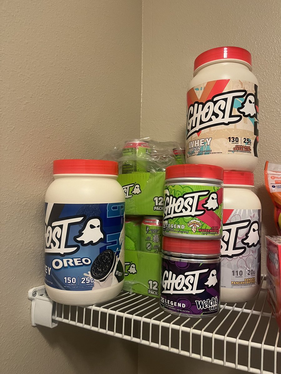 Hey_Hartley's tweet photo. @GhostLifestyle So we got the cans for the long ambulance shifts. Got the protein for between patients. and the legend to have the energy to go to the gym. I think the formulas working because I’m still functioning! https://t.co/6srimD3KKg