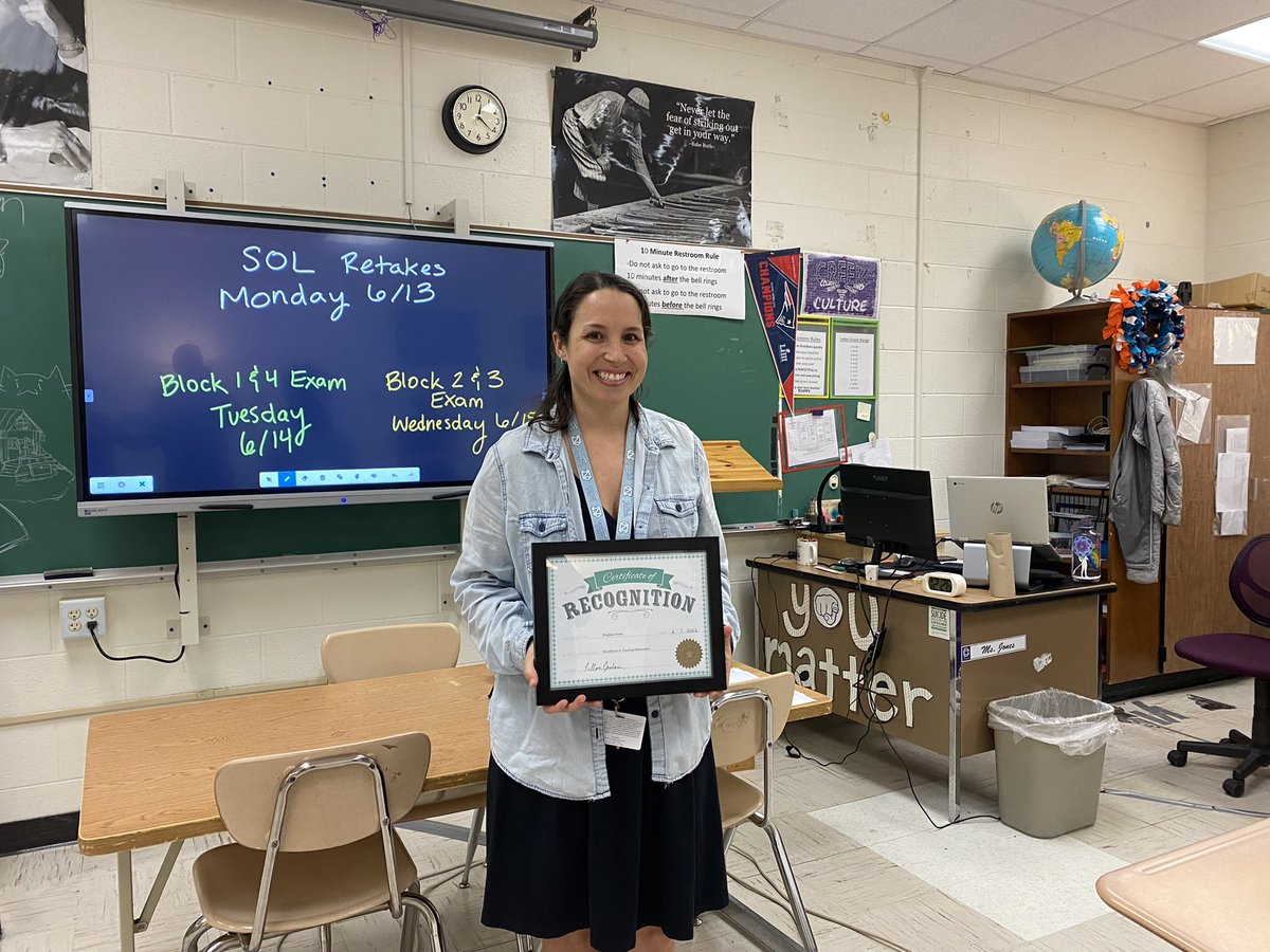 FallonLizGraham's tweet photo. Congratulations Meghan Jones of @DCHHornets! She won the Math Excellence Award. Her department appreciates her committment to her students and her engaging instructional videos! She is outstanding. 👏♾🌟 #CPSMath #CPSInspires https://t.co/BKgecbJbOn