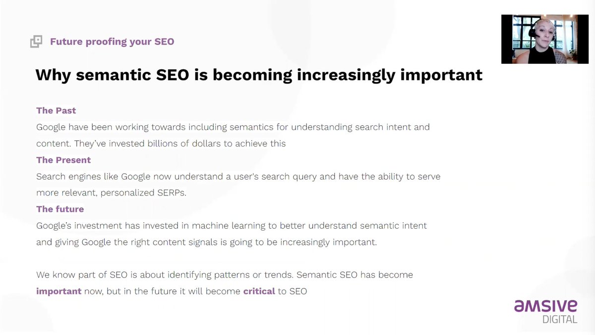 MarketMuseCo's tweet photo. The future of ranking🏅on Google from @lilyraynyc: “We expect that Google’s going to continue to invest in machine learning to better understand semantic intent…giving google the right content signals is going to become increasingly important for search marketers” #CSCLive #SEO https://t.co/lPPPGTwzTS