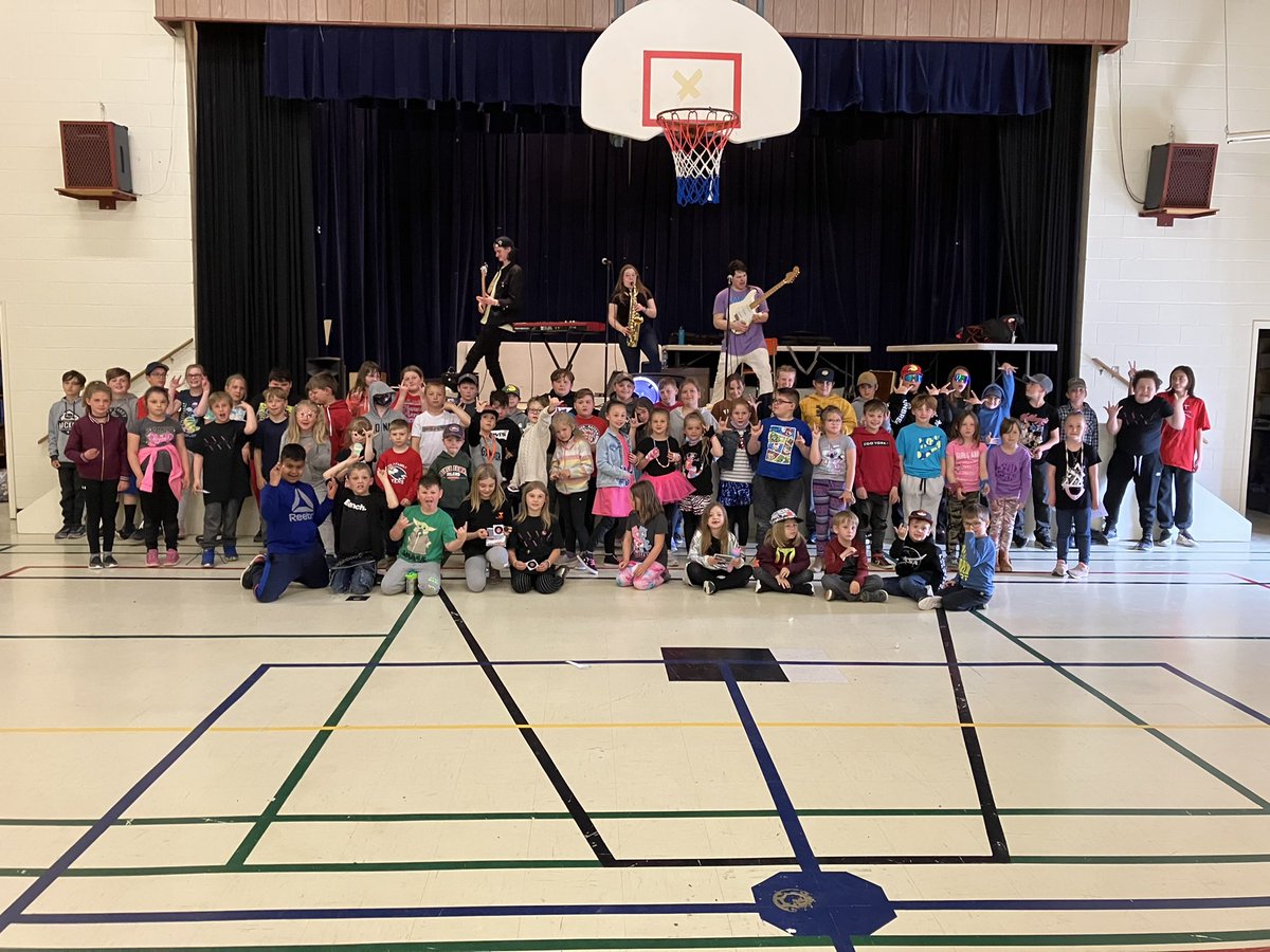 Today we wrapped up “Rockstar Day” with a workshop &amp; performance from <a href="/WithVioletBand/">WithVioletBand</a> . Thanks for sharing your talents inspiring our students. These folks began writing music in gr. 5! Thanks for lighting a spark ⚡️ with our students. Never too young to chase a dream!  <a href="/NLESDCA/">NLESD</a>