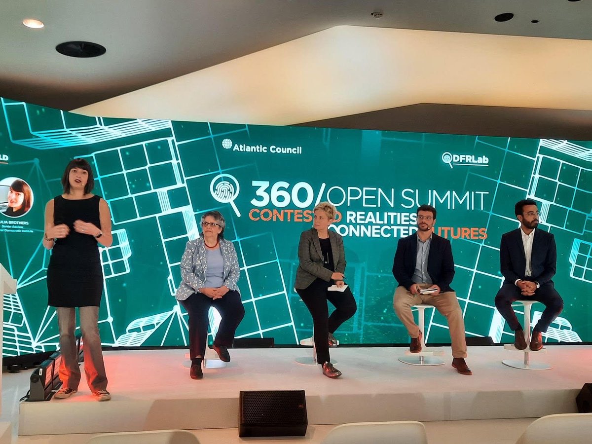 📸: @NDI's @juliaebrothers and @AnisSamaali discussed Election Integrity in a Digital World with @EllenLWeintraub, @caiocvm from @VeroInstituto, and @vukac from @CRTArs at @DFRLab's #360OS!