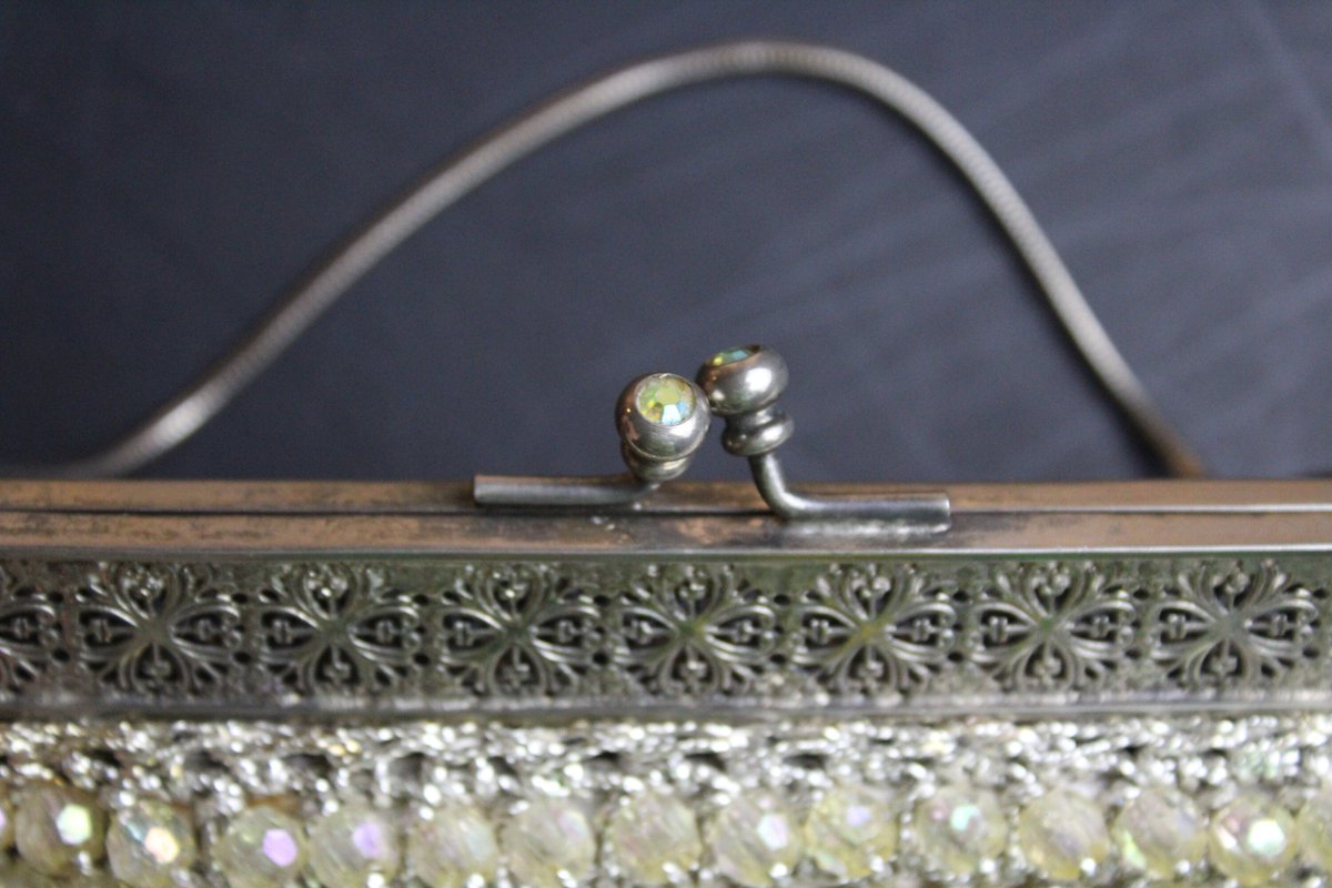 Wisdom_Lane's tweet photo. Vintage 1960s Clutch Purse Or Handbag With Aurora borealis Beads And Silver Tone Pierced Metal Top And Snap Closure https://t.co/B0IzaMFo2P #Etsy #WisdomLane #SnapClosure https://t.co/D4o9PCm82B