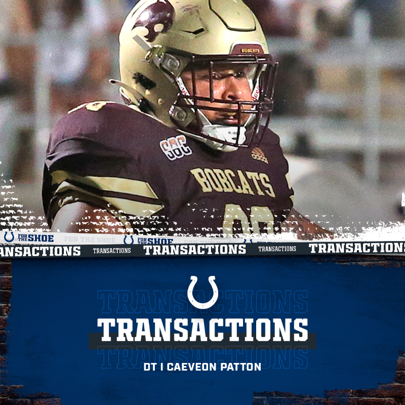 Colts's tweet photo. We have signed DT Caeveon Patton and waived LB Jordan Glasgow and DT McKinley Williams III.