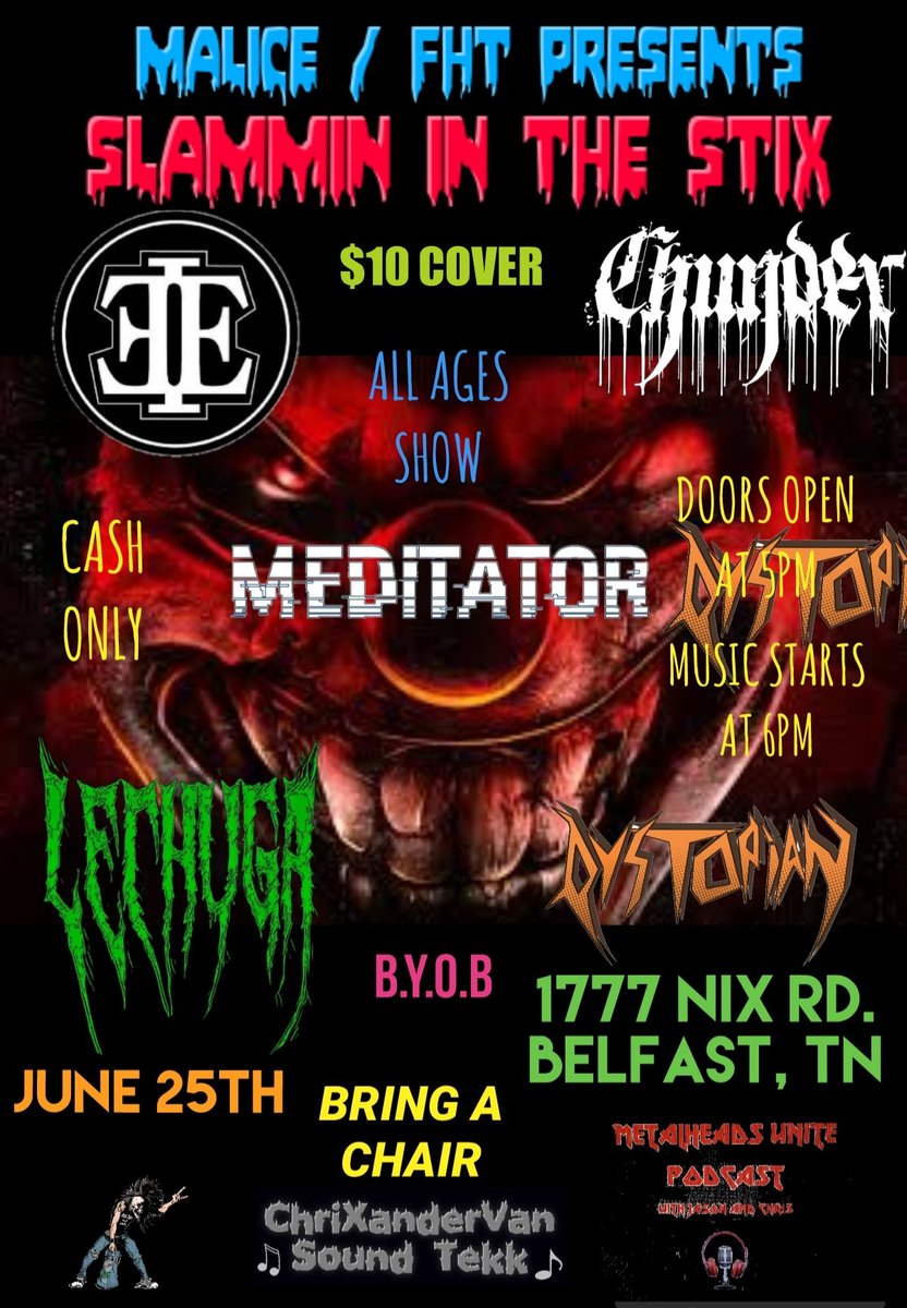 HorneKrista's tweet photo. Middle Tennessee. Come join us at Malice Hauted Attraction in Befast,  TN.  This line up is sick and heavy as hell. https://t.co/HtXd0a0COg