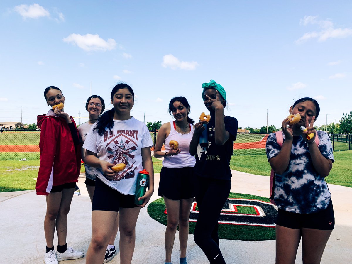 The cheer squad was happy to see us. Or maybe that was the donuts. 😊