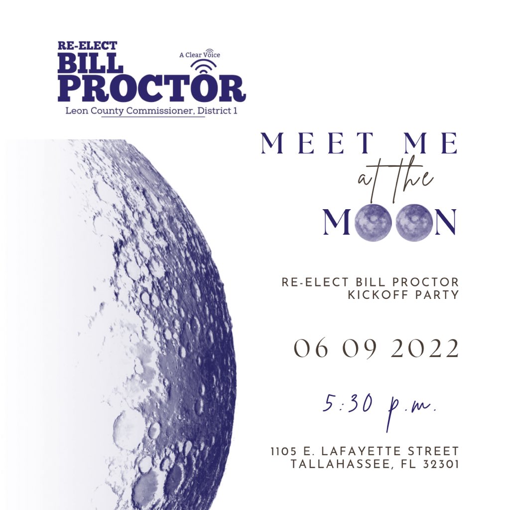billproctortlh's tweet photo. Tonight is the night! You are cordially invited to my official campaign kick-off party at The Moon. Doors open to the public at 5:30 p.m. #aclearvoice https://t.co/Ycce7fxsDV