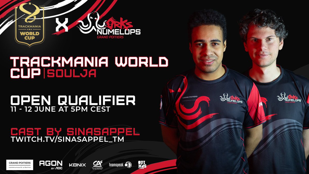 Numelops's tweet photo. Did you think that one announcement was enough? 

@SsouljaTM 🇧🇪 will also try to qualify for the Trackmania World Cup at the @StadeFrance !

Follow his journey to qualification with @SinasAppel_tm 🇳🇱 : https://t.co/dgqbUGhlCK

#WeAreHorde https://t.co/pS8AYEzEJ1