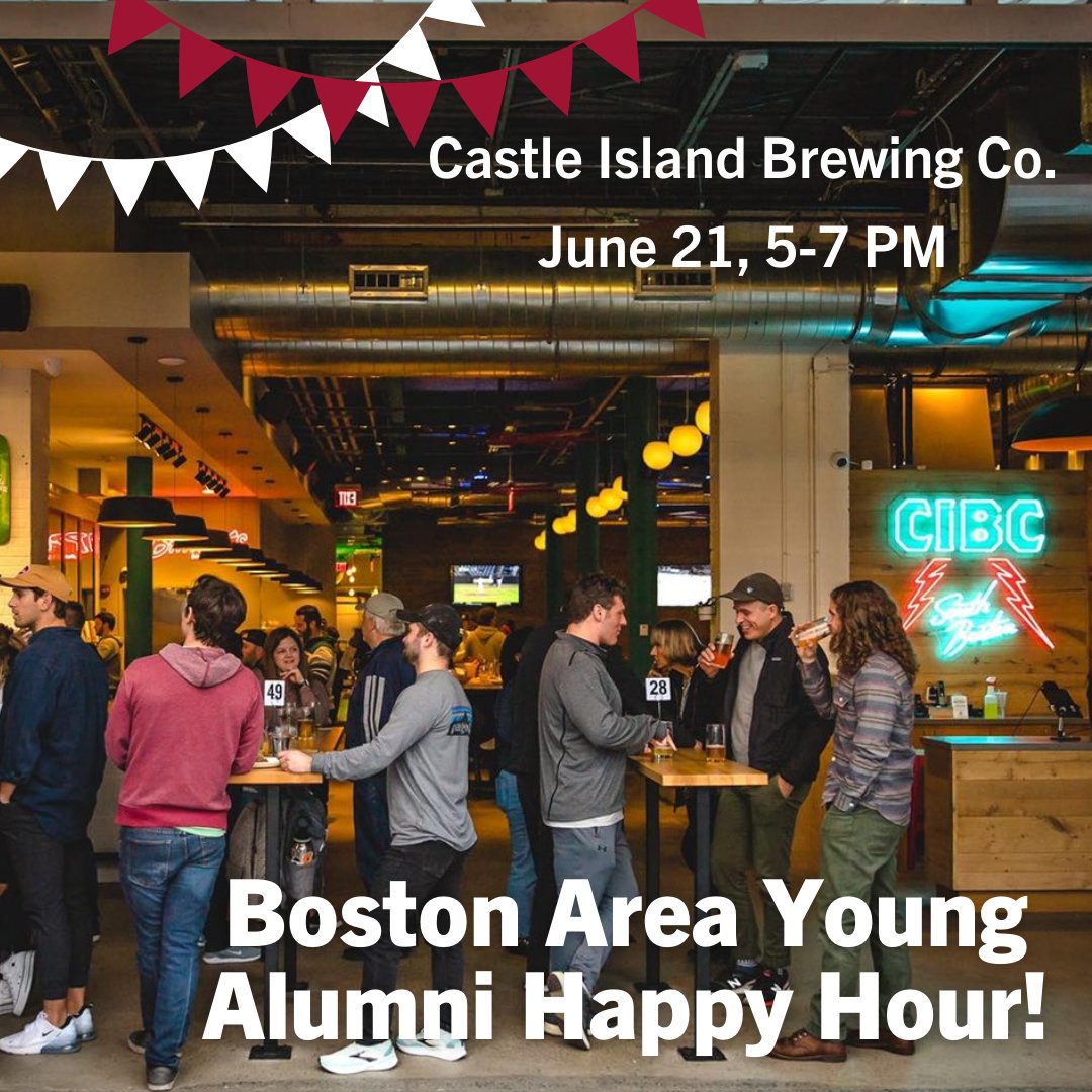 Boston and NYC area young alumni! We have two upcoming June happy hour events for you at Stout NYC FIDI & Castle Island Brewing Co. Check out the details and register to join the fun here: bit.ly/3tn76mR