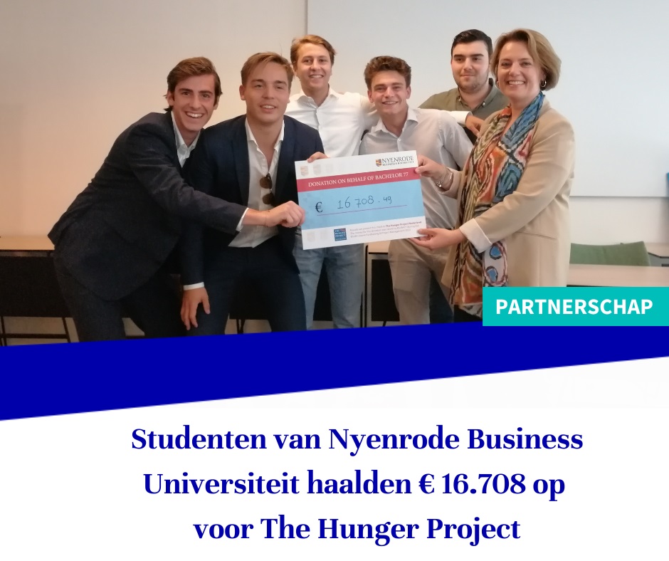 HungerProjectNL's tweet photo. Ruim 100 studenten van @NyenrodeBU zetten zich in voor The Hunger Project met mooie acties zoals een online veiling en het verkopen van zelfontworpen speelkaarten. Er is met deze acties door 20 projectgroepen ruim € 16.000 opgehaald. 💪
#Nyenrode #TheHungerProject #Partnership https://t.co/B1uPusn7QJ