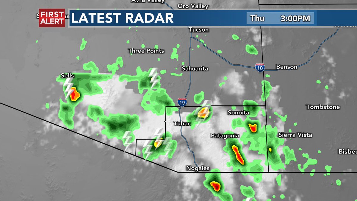 ErinSaidItWould's tweet image. We're tracking a strong, not severe, thunderstorm impacting south central Pima and western Santa Cruz counties through 3:45 PM. It's moving northwest with wind gusts exceeding 40 mph. If you live in Sasabe expect strong wind to move through your area. #azwx #FirstAlertForecast