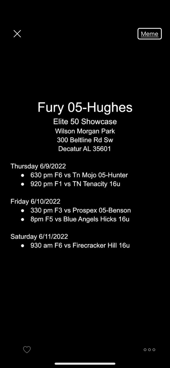 Here is the current schedule for this weekend!