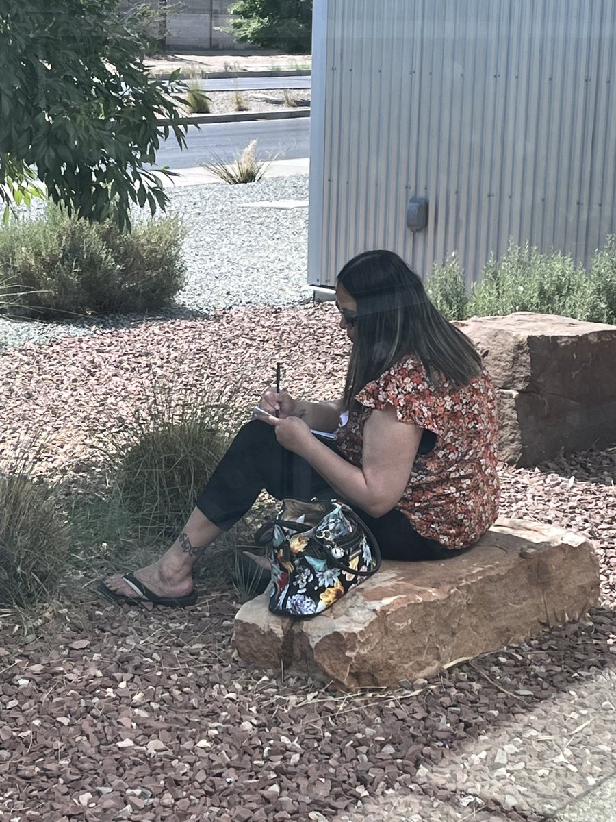 Vibrant Schools participants outside creating Tree Poems during #OutdoorEd session Sit and Spot #playfullearning