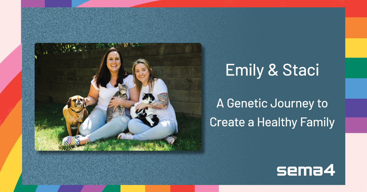 sema4's tweet photo. We’re proud to support the #LGBTQ community year-round through our #genomic testing portfolio. Learn how a couple wanting to start a family benefited from Sema4 Elements #ExpandedCarrierScreening to make informed decisions. https://t.co/FLHrwKBvem #Pride2022 https://t.co/DpppTdQp8m