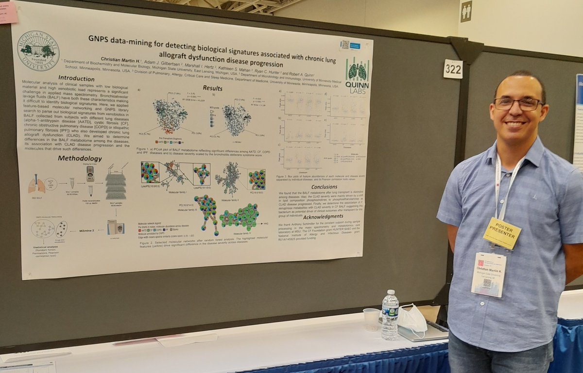 cmartinhdz's tweet image. Thank you all who visited my poster spot at #ASMS2022 
Always happy to share what we&apos;re doing at @Quinn_Labs!!! @michiganstateu
Applied #metabolomics to lung diseases