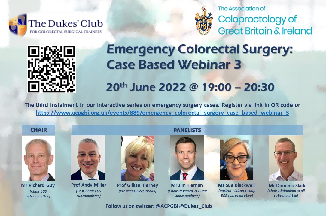 Osman Chaudhary (@drokchaudhary) on Twitter photo Third webinar in the interactive emergency colorectal surgery series from <a href="/ACPGBI/">@ACPGBI</a> <a href="/Dukes_Club/">The Dukes' Club</a>. Topics: anastomotic leak, intestinal ischaemia, abdominal catastrophe, open abdomen. <a href="/Richard_J_Guy/">Richard Guy</a>
⏲️ 20th June: 19:00 - 20:30
acpgbi.org.uk/events/889/eme…
See flyer for further details. Third webinar in the interactive emergency colorectal surgery series from <a href="/ACPGBI/">@ACPGBI</a> <a href="/Dukes_Club/">The Dukes' Club</a>. Topics: anastomotic leak, intestinal ischaemia, abdominal catastrophe, open abdomen. <a href="/Richard_J_Guy/">Richard Guy</a>
⏲️ 20th June: 19:00 - 20:30
acpgbi.org.uk/events/889/eme…
See flyer for further details.
