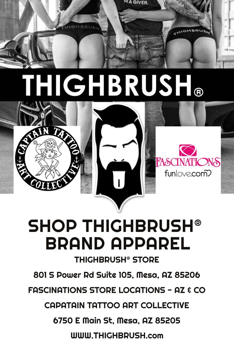 thighbrush's tweet photo. SHOP THIGHBRUSH® BRAND APPAREL IN-STORE OR ONLINE!
@THIGHBRUSH #THIGHBRUSH @FASCINATIONSFUN #FASCINATIONS @CAPTAINTATTOOARTCOLLECTIVE https://t.co/X4dtqpBYUZ