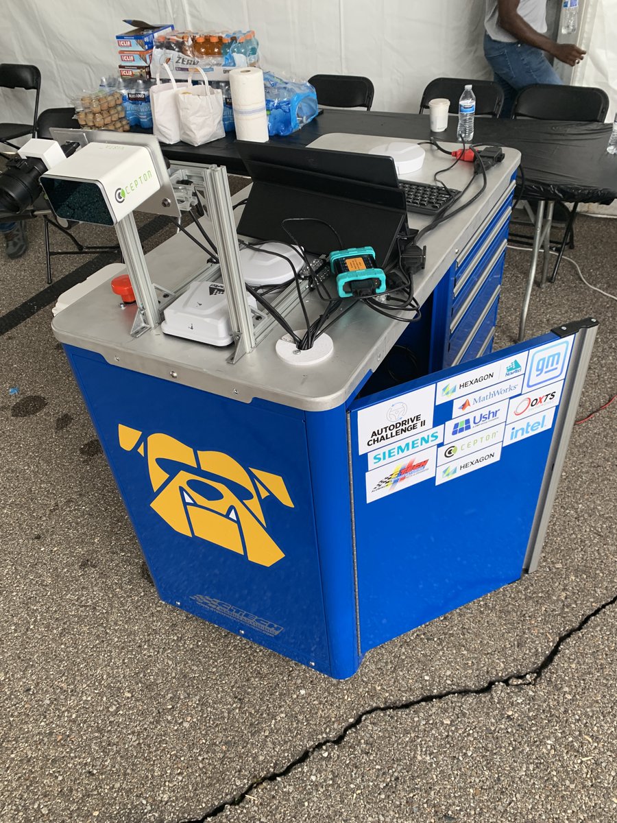 IntrepidControl's tweet photo. @SAEIntl AutoDrive Challenge II by @GM in Ann Arbor, MI. All teams are working on #autonomous #perception cart using @IntrepidControl vehicle interface and data logger device. Teams are tasked with developing AV technology capable of navigating an urban driving course #AutoDrive2 https://t.co/Lq3lfCclBV
