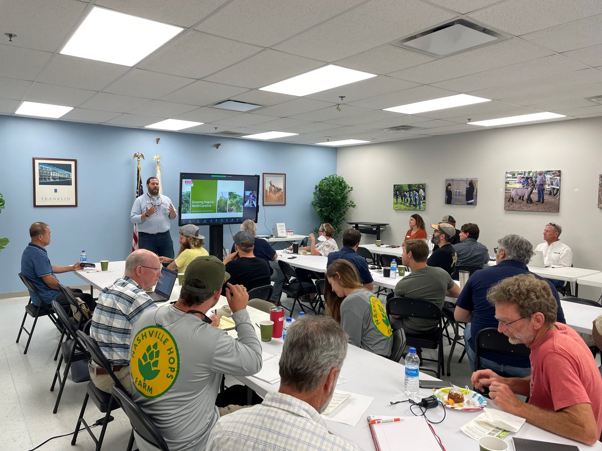 mcneelybrockman's tweet photo. On Day 2 of TN Hops Week, #MBPRclient TN Craft Brewers Guild teamed up with @TNAgriculture and UT Extension to host the Hops Summit in Franklin, TN. This event brought together nearly 30 farmers, brewers, and industry experts for education sessions and networking. https://t.co/tL9xlC8x1n