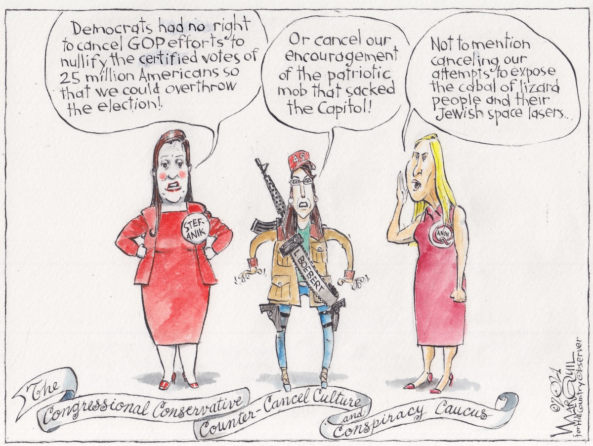 EmpireWireNY's tweet photo. The Ladies of the Counter Cancel Constitutional Crisis Culture Club. #StefanikCartoons #NY21 #Cwords @RepMTG @laurenboebert https://t.co/jtLIekqkiA