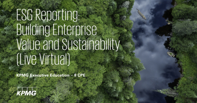 MBTimony's tweet photo. Learn what it takes to develop an #ESG reporting strategy at @KPMG_US' 6/27–6/28 live virtual seminar, “ESG Reporting: Building Enterprise Value and Sustainability.” Topics include materiality, ESG data management, sustainable supply chains &amp; climate risk. https://t.co/XFFueN0v0w https://t.co/9mngZiwOyU