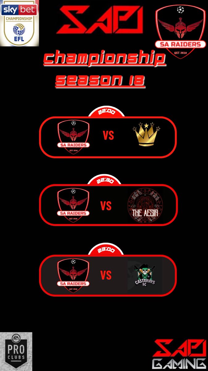 Tune in now to see our boys in black and red, taking on @VelocityLegendz , <a href="/AesirFc/">SAPL The AEsir FC👑</a>  and #CastawaysFC

Let's gooooo!!!🔥🔥🔥