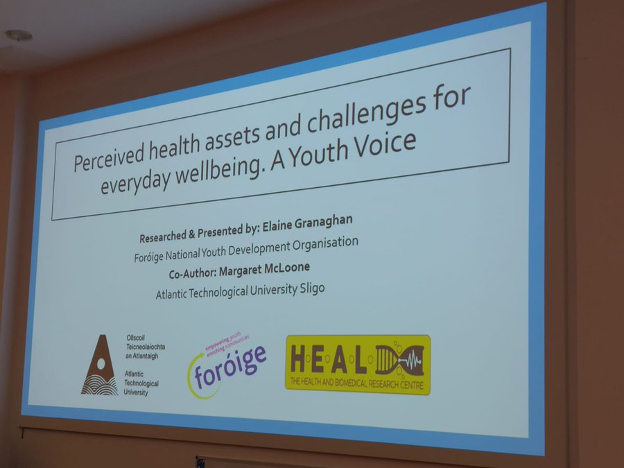 HealthITSligo's tweet photo. Congratulations to Elaine Granaghan, (Youth Worker with @Foroige Sligo/Leitrim) graduate of the MSc Health Promotion Practice programme in @atusligo_ie and supervisor Margaret Mc Loone who presented their research today @nuigalway @UNESCO_CFRC  #compassforyouth #ATU https://t.co/XsWvlMUesw