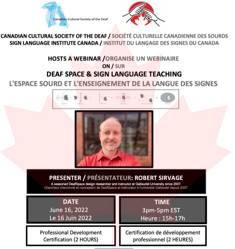 ASLinterpretIC's tweet image. The presenter is Robert Sirvage, a seasoned DeafSpace design researcher and instructor at Gallaudet University since 2007.  

June 16, 2022.
3p-5p EST. 

PD Cert: 2 hours

Register here: eventbrite.com/e/deaf-space-s…