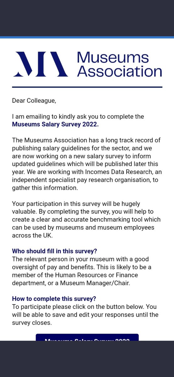 fair_jobs's tweet image. Very interesting info coming to us via a supporter! @MuseumsAssoc are doing a salary survey! If you receive this, please make sure you complete it. We eagerly await more info on this!