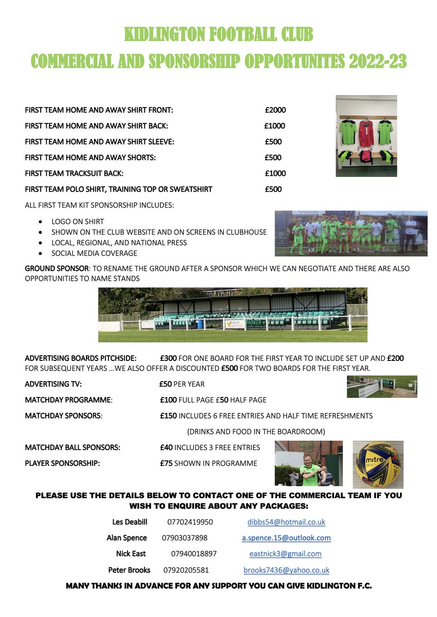 The time has come to reveal our new commercial team and sponsorships opportunities for the 2022-2023 season 

COYG 💚💚💚
<a href="/TheOxfordMail/">Oxford Mail</a> <a href="/OxfordshireFA/">Oxfordshire FA ⚽</a> <a href="/bbcoxfordsport/">BBC Oxford Sport</a> <a href="/SouthernLeague1/">The Pitching In Southern Football League</a> <a href="/Wassup_Oxford/">Wassup Oxfordshire</a>