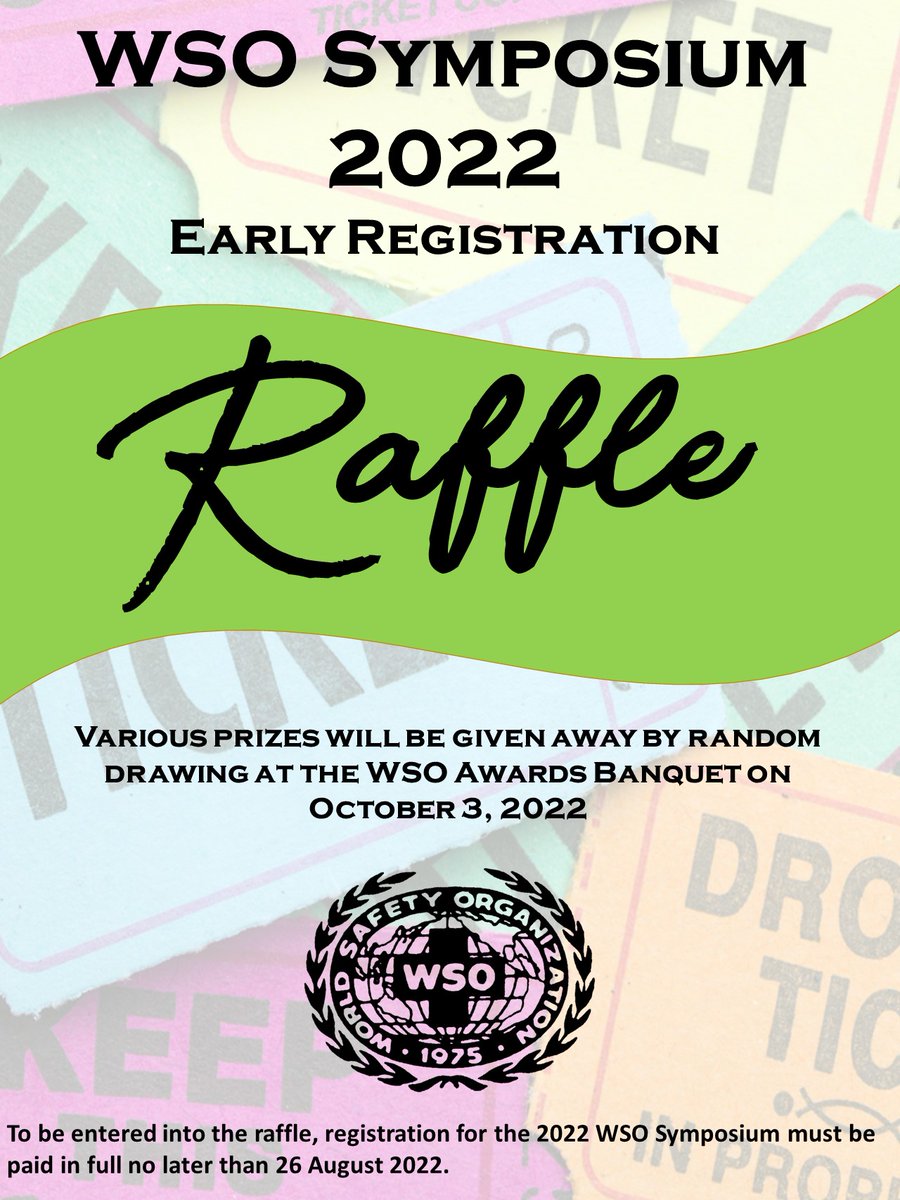 WorldSafetyOrg's tweet image. Complete your early registration for our annual symposium by August 26, 2022, to be entered into our raffle with various prizes. #worldsafetyorganization #wso #safetysymposium #safetyconference #safetyprofessionals #giveaway #raffle #registertoday