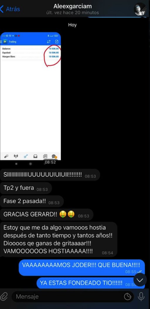 Gerardtrd's tweet photo. 😱Esto se ha ido de las manos... 
Tenemos más de 10 personas fondeadas en el grupo de señales, estoy en una puta nube... 
Racha de 9 operaciones sin tocar stop... https://t.co/8LQbhtxbPi