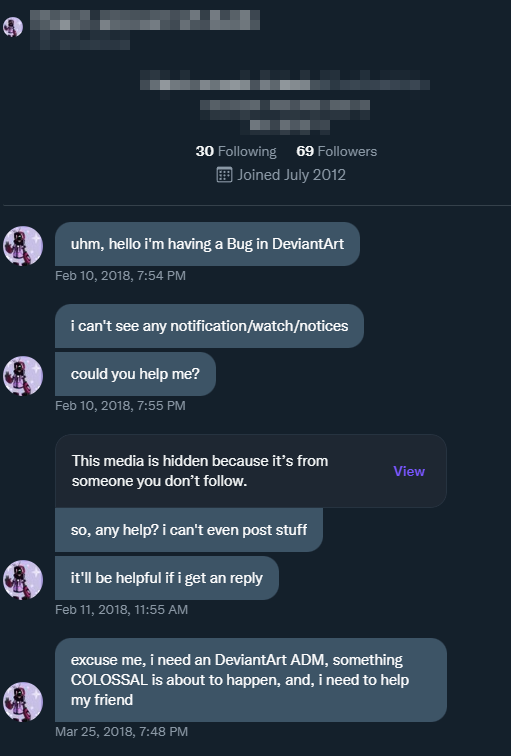 Text-only DeviantArt tweet media