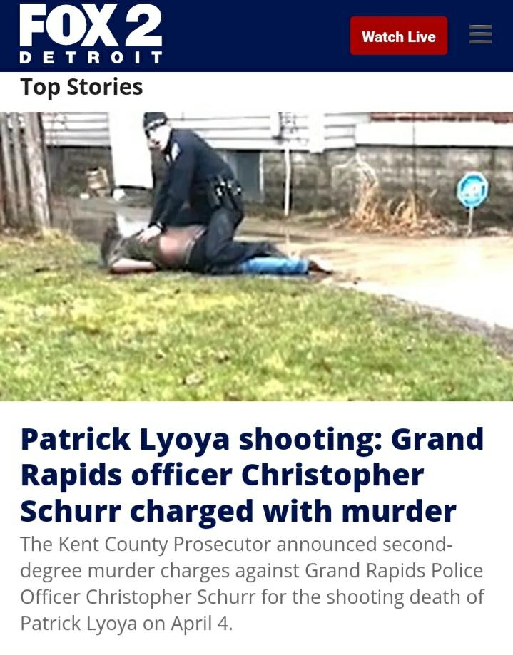 WeWinUnited's tweet photo. For justice to prevail, it was extremely necessary for Schurr to be charged with 2nd Deg Murder. The law of the land required it. Now the pros need to fulfill their oath, putting forth a case strong enough to get a conviction. Failing there, fails justice. #JusticeForPatrickLyoya https://t.co/iE0CzJXg1J