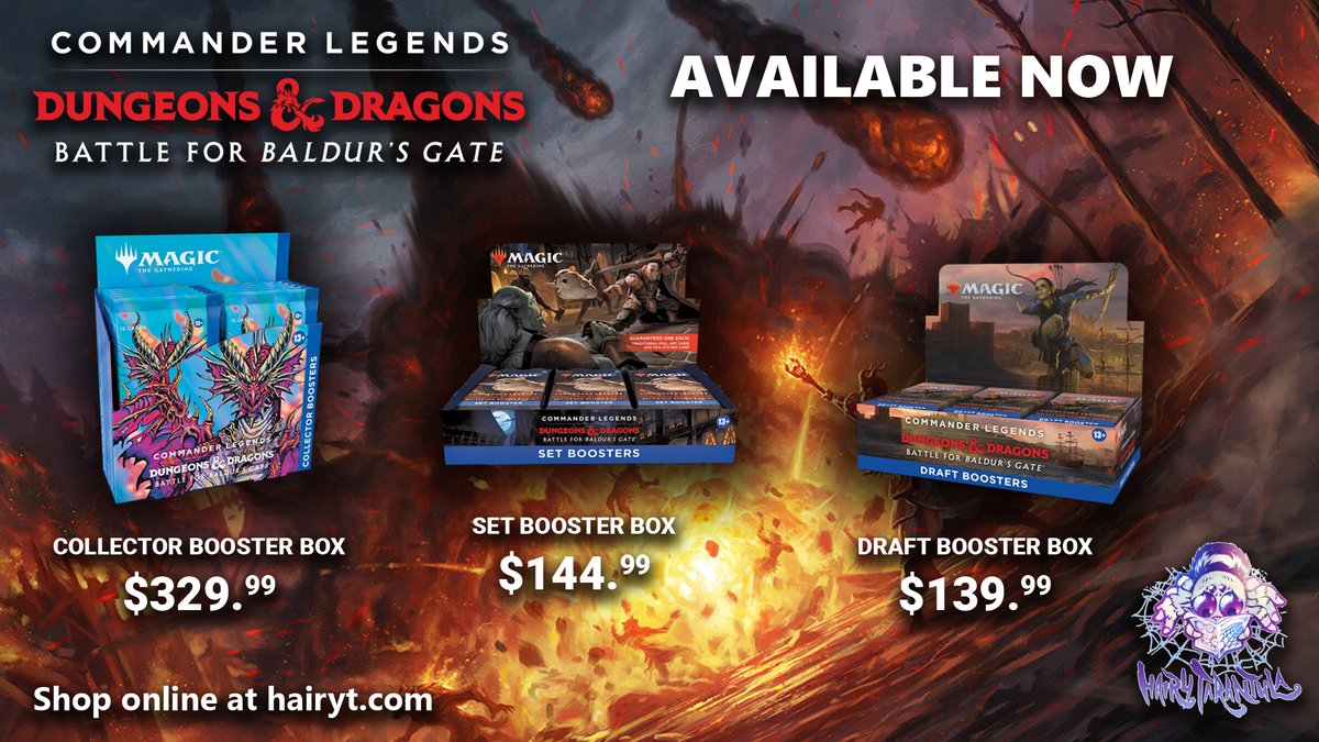 HairyTarantula's tweet photo. Commander Legends 2: Battle for Baldur's Gate releases tomorrow! Set, Draft, and Collector boxes are available now! Singles and booster packs available June 10th. Order now at https://t.co/tuiUaNNMA7
#CommanderLegends2 #MTGCLB #MTG #DND #Toronto https://t.co/PpDez8mkKW