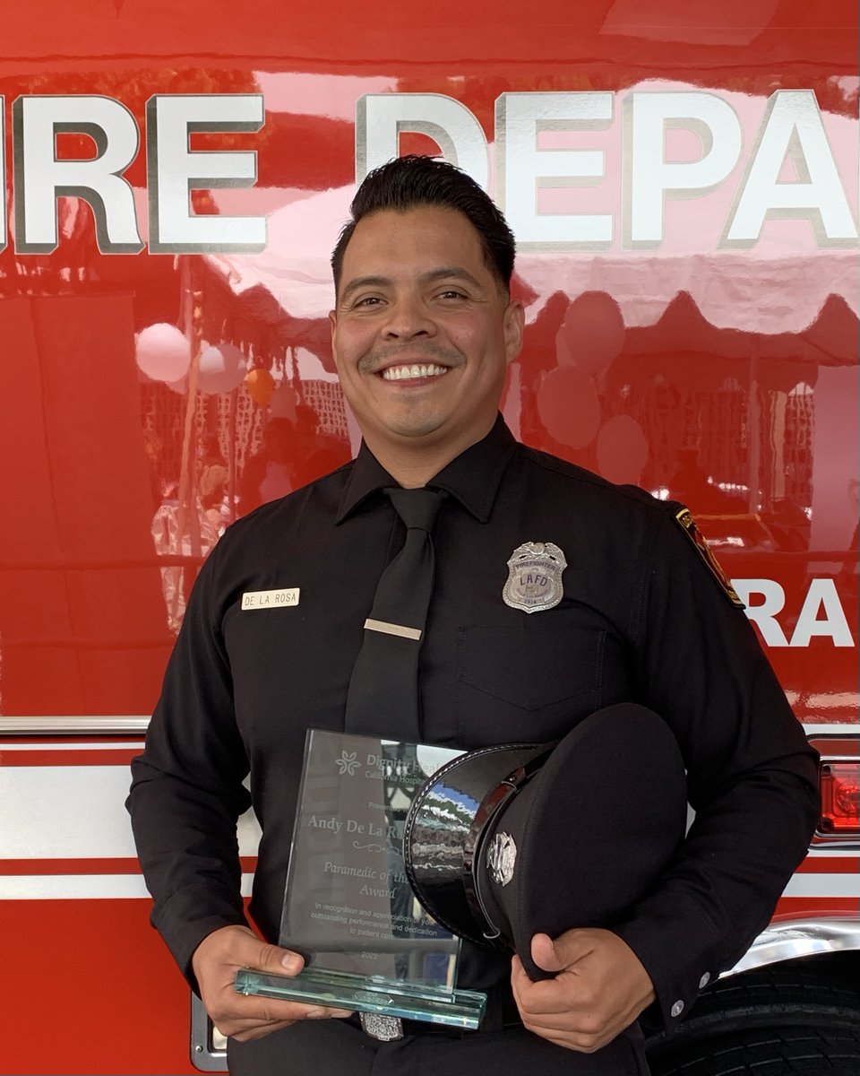 LAFD Central proudly congratulates Firefighter Paramedic Andy De La Rosa on being voted "Paramedic of the Year" by California Hospital Medical Center. 

Thank you FFPM De La Rosa for demonstrating excellence in EMS!