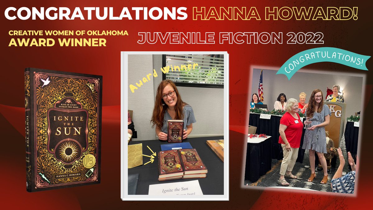 BlinkYABooks's tweet photo. Congrats to @hannachoward for winning the Creative Women of Oklahoma award in the Juvenile Fiction category for 2022 for her book "Ignite the Sun." We are thrilled "Ignite the Sun" received this recognition! https://t.co/NbkTwJHp9B