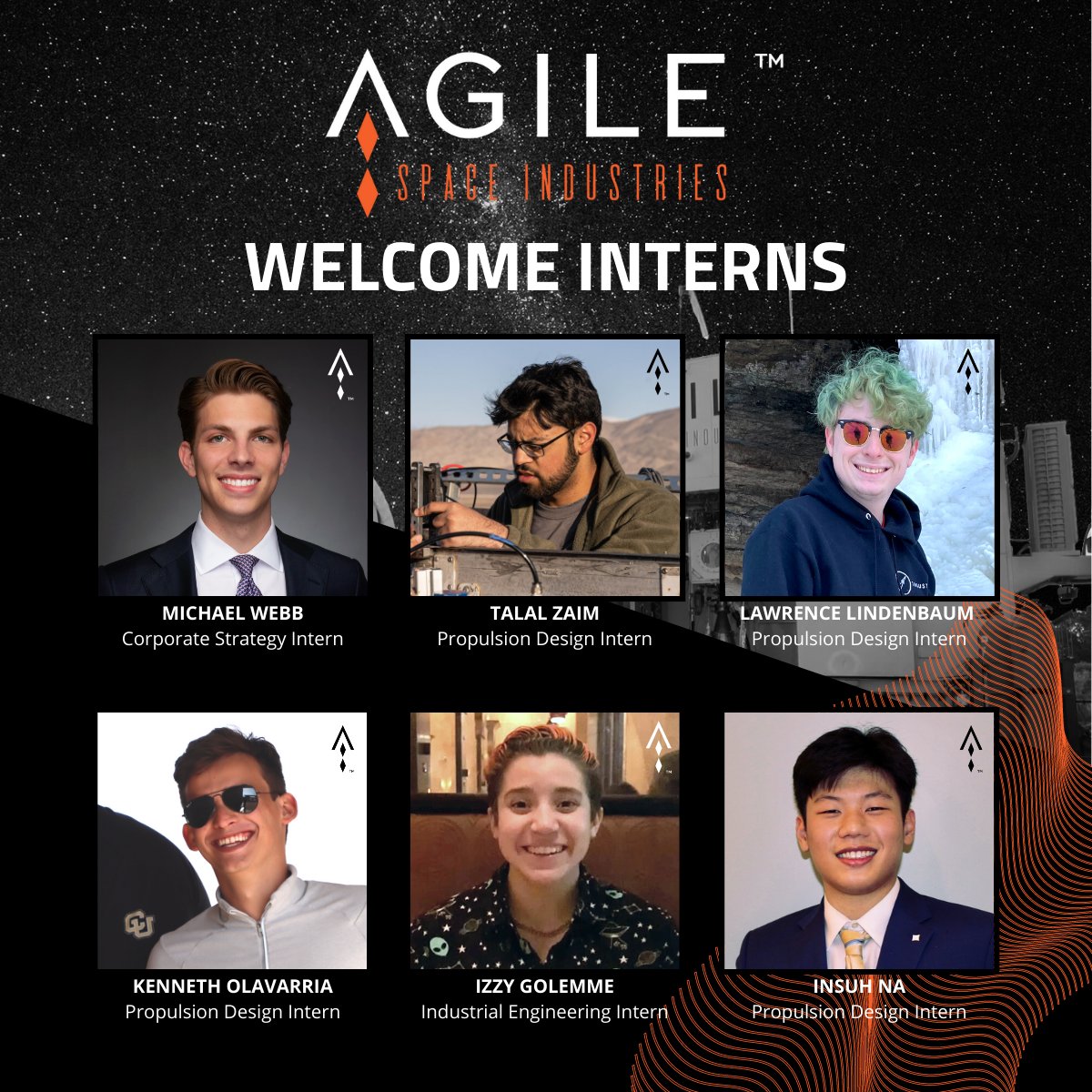 agile_space's tweet photo. Welcome to our most recent interns we brought onto our team here at AGILE. 
They are some amazingly talented people and we are proud to have them on our team.
#AGILESpace  #spacetechnology #propulsion #spaceexploration https://t.co/ToMQOCnhwD