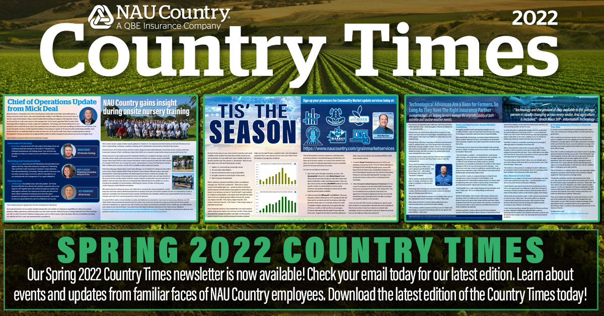 naucountry's tweet photo. Our Spring 2022 Country Times newsletter is now available! Learn about events and updates from NAU Country employees. Download the latest edition of the Country Times today! https://t.co/PYVrPFu66l #NAUCountry #CountryTimes #Agents #Agriculture #FarmLife #QBENA #CropInsurance https://t.co/tJt2zH1ohw