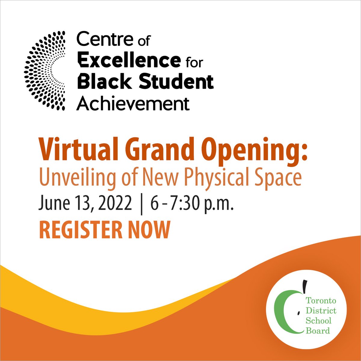 Have you registered yet? Join us for the virtual grand opening of the Centre of Excellence for Black Student Achievement.

Enjoy a lineup of performances, guest speakers, a tour of the new physical space &amp; more! All are welcome!

June 13
6PM
bit.ly/CEBSAOPEN

#tdsbcebsa