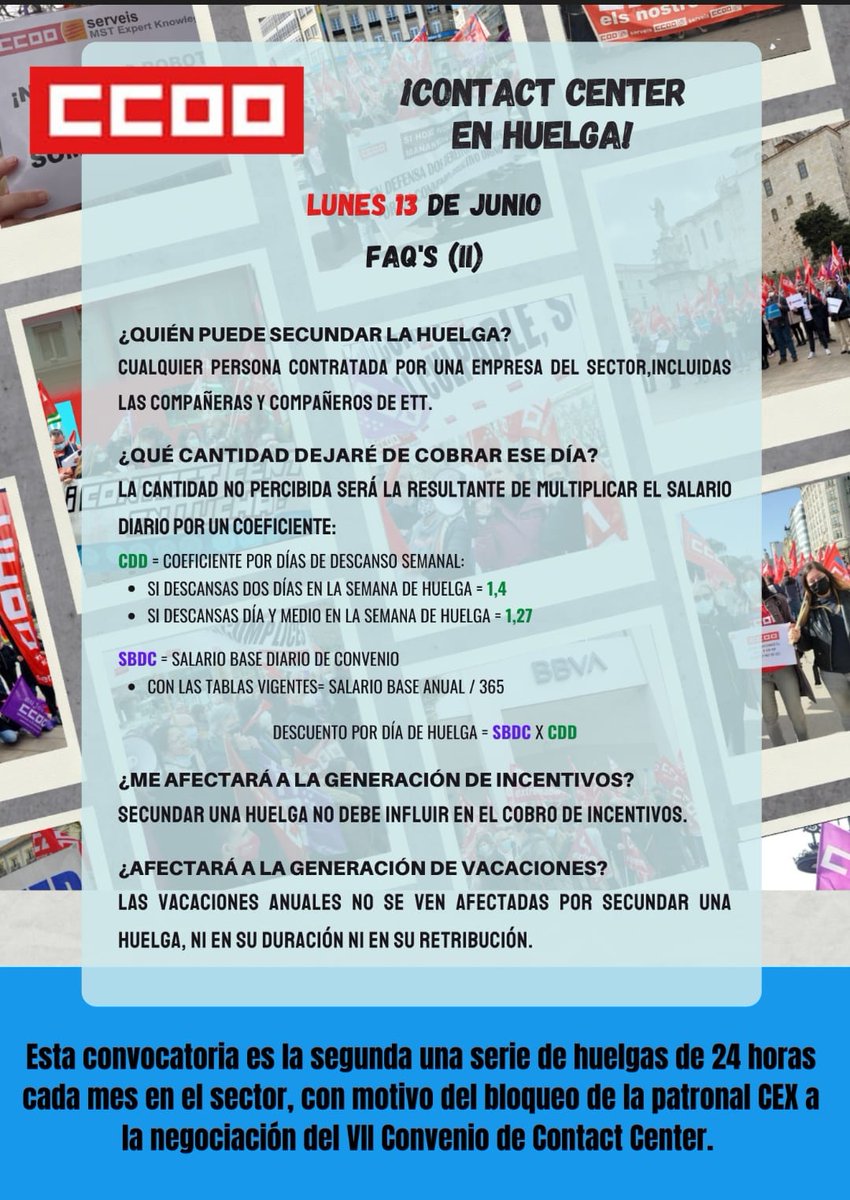 CCOOSitelSvq's tweet photo. No tienes muy claro la cantidad que te descontarán por secundar la huelga❓
No te quedes con dudas‼️
El 13 de junio hacemos huelga en Contact Center por un #ConvenioJustoYa 

TODAS JUNTAS TENEMOS LA FUERZA‼️ ÚNETE ‼️
#13JHuelgaContact
#ConvenioContact 
#SinConvenioNoHayDerechos https://t.co/DiOBUr0nrs
