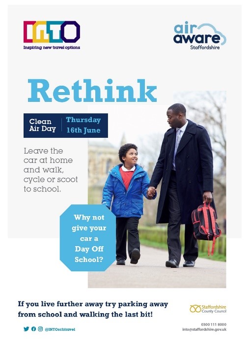 EllisonPrimary's tweet image. Next Week is National Clean Air Day. 
Why not give your car the day off next Thursday and try walking, cycling or scooting to school?
Check out the school website for more information. #Ellisoncommunity #CleanAirDay @CleanAirDay @AirAwareStaffs