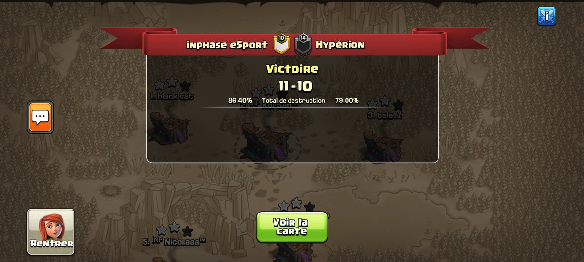 Inphase_Coc's tweet photo. Ce soir, petite victoire mais victoire quand même au tournoi des barons en 8 ème de finale.
GG a @hyperionclash 🙏
⭐⭐⭐ @NicovP0001
#GoINPHASE https://t.co/Hr8urpM8hY
