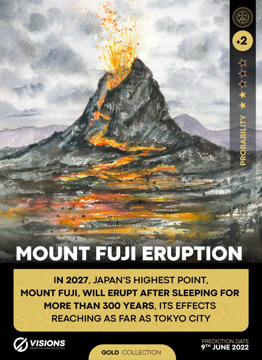 CardPrediction's tweet image. Visions | Mount Fuji Eruption 
opensea.io/Prediction_Car…

✅ 10 NFTs Bronze Edition 
✅ 5 NFTs Silver Edition
✅ Unique #NFT Gold Edition
✅ Category Tech &amp;amp; Science

#nftart #nftcollectors #NFTCommunity #ETH  #NFTs #dropnft