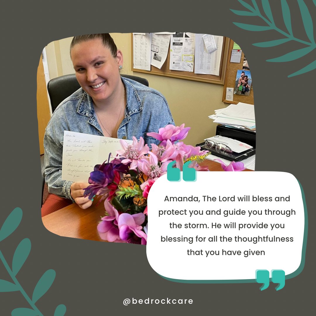 ClivedenNursing's tweet photo. A family member wanted to thank Amanda Stemple for her continued thoughtfulness by writing a letter and sending flowers. Thank you so much to both the family and Amanda! #Bedrockcares #BedrockPA https://t.co/ICfT3j38SL